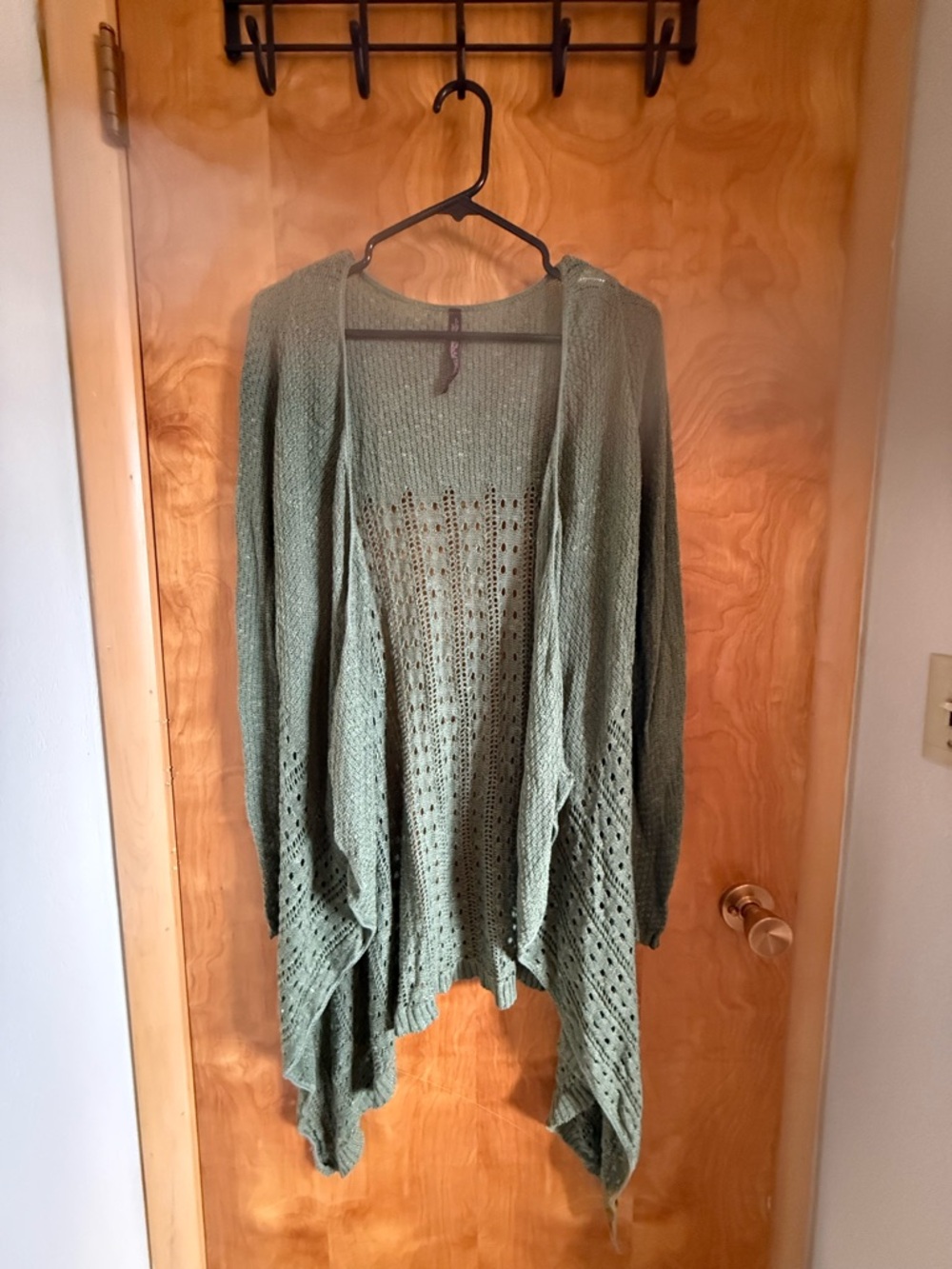 Open-Front Olive Green Knit Women's Cardigan Sweater
